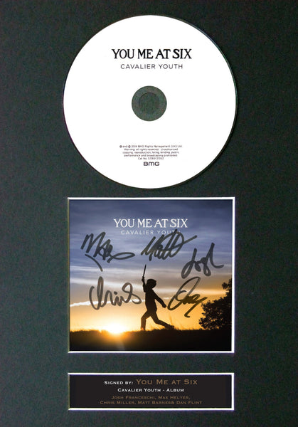 YOU ME AT SIX Cavalier Youth Album Signed CD COVER MOUNTED A4 Autograph Print 59